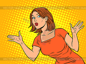 Surprised woman. Pop art retro girl - vector image