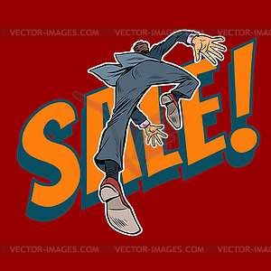 Man runs to sale - vector image