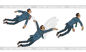 Businessman flies like bird - vector clipart