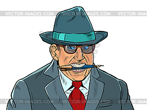 Businessman with pen in paper art style. Business - vector image