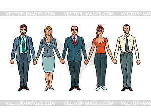 Men and women joined hands. Civil protest - vector image