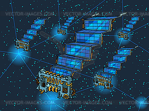 Global satellite Internet. Space - vector image