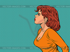 Angry woman. Profile view - vector clipart / vector image