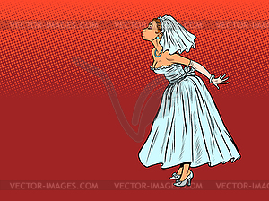 Bride prepared for kiss. Wedding - vector clipart