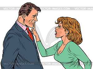 Couple quarreling, woman and man. Husband and wife - vector image
