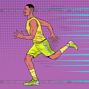 Black male athlete runner. An African does sports - vector clipart