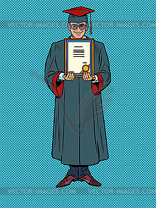 Graduate of university or college with diploma, man - vector clipart