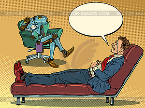 Robot psychotherapist in psychotherapy session - vector clipart