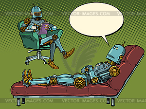 Robot psychotherapist at psychotherapy session - vector image