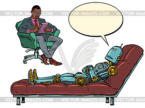 Black male psychotherapist at psychotherapy session - vector clipart