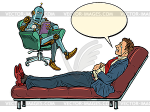 Robot psychotherapist at psychotherapy session - vector image