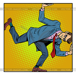 Funny businessman. Limitations and limits. man in - vector image