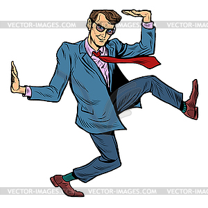 Funny businessman. Limitations and limits. man in - vector clip art