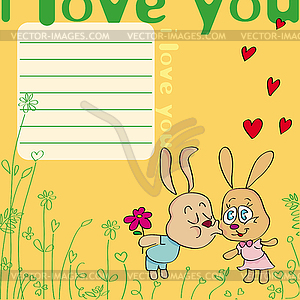 I love you with rabbit - vector clipart