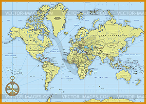 Detailed Political World Map - vector clip art