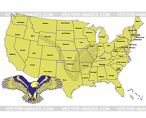 Map of USA with states - vector clip art