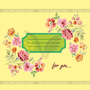 Postcard for you with flowers - vector image