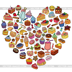 Set of different sweets - vector clipart / vector image