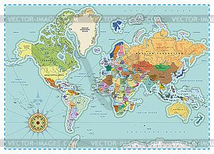 labeled world map clip art