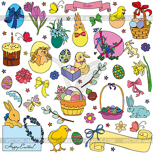 Set of Easter symbols - vector clip art