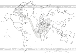 Highly detailed contour world map - vector image