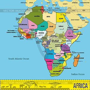 Map of Africa with all countries and their capitals - vector image