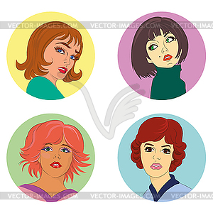 Set of fashion faces - vector clip art