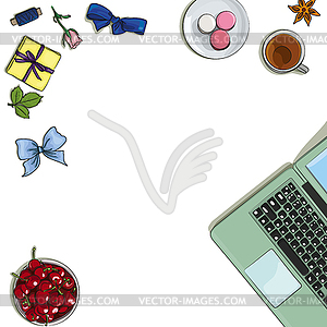Workplace of designer - vector clipart