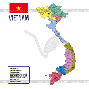 Карта Вьетнама - векторный клипарт