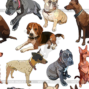 Seamless background with dogs - vector image