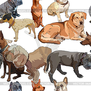 Seamless background with dogs - vector clipart