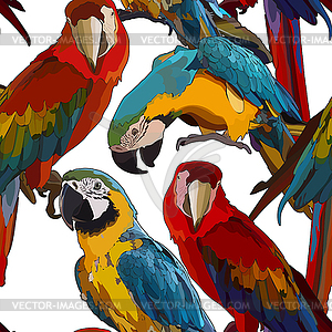 Seamless background with Ara parrots - vector clip art