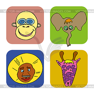 Set of doodle funny and cute animals - vector clip art