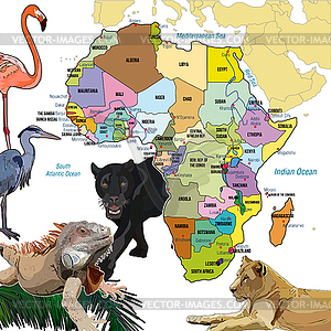 Background with continent of Africa - vector clip art