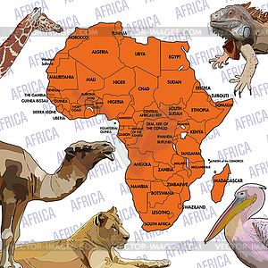 Background with continent of Africa - vector clipart