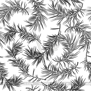 Seamless background with fir tree in grayscale - vector clipart