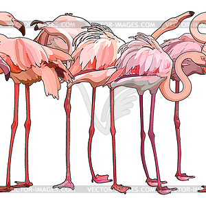 Seamless background with flamingos - vector image