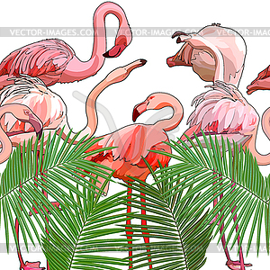 Seamless background with flamingos - stock vector clipart