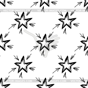 Seamless pattern hand-drawn star - vector clip art