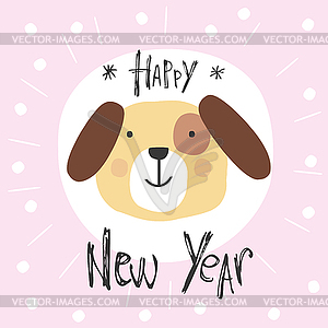 Happy New Year Card With Dog Symbol 18 Year Vector Clip Art