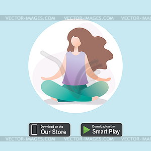 Yoga or fitness Mobile app, logo or icon,female in - vector clip art