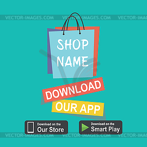 Mobile app logo or icon,template shopping bags - vector image