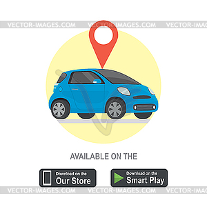 Мобильное приложение для онлайн-транспорта, логотип или значок - изображение векторного клипарта
