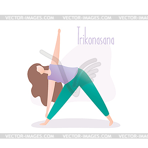 Girl standing in yoga pose,Triangle Pose is an asan - vector image