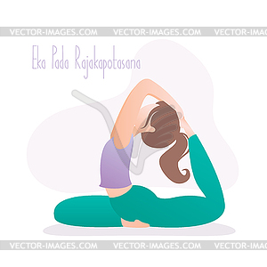 Девушка, сидящая в позе йоги, Раджа Капотасана или король - изображение в формате EPS