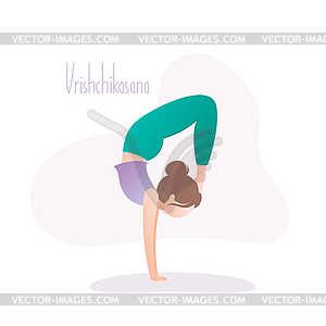 Girl doing yoga pose,Scorpion or Vrischikasana asan - vector image