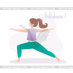 Girl doing yoga pose,Warrior Pose or - vector image
