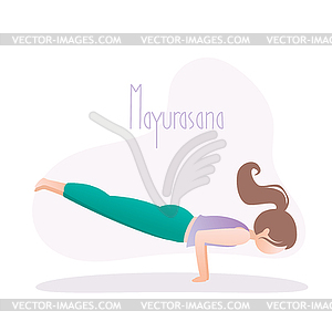 Girl doing yoga pose,Mayurasana or Peacock Pose - vector clipart