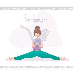 Girl sitting in yoga pose,Center Splits Pose or - vector image