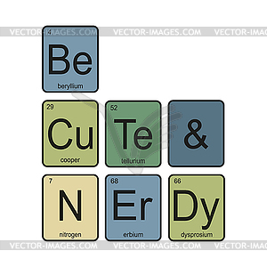 Химические элементы периодической таблицы Менделеева, забавная фраза -б - клипарт в формате EPS